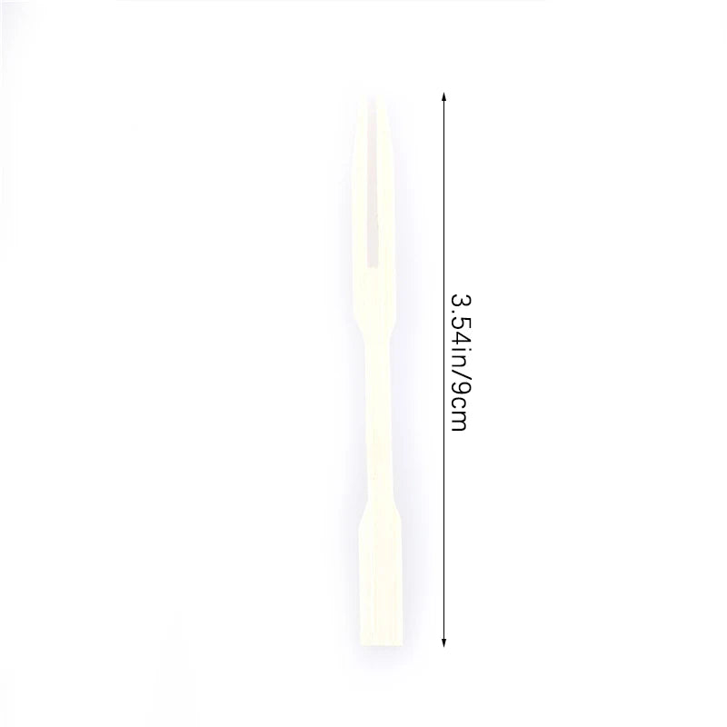 100-Pack Bamboo Disposable Fruit & Dessert Forks – Party Set Disposable Bamboo Forks SPOT