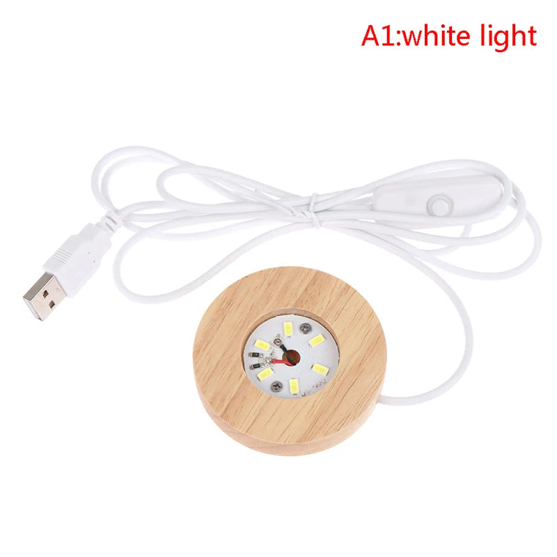 Wood LED USB Light Base – Crystal & Art Display Stand LED Display Stand SPOT A1