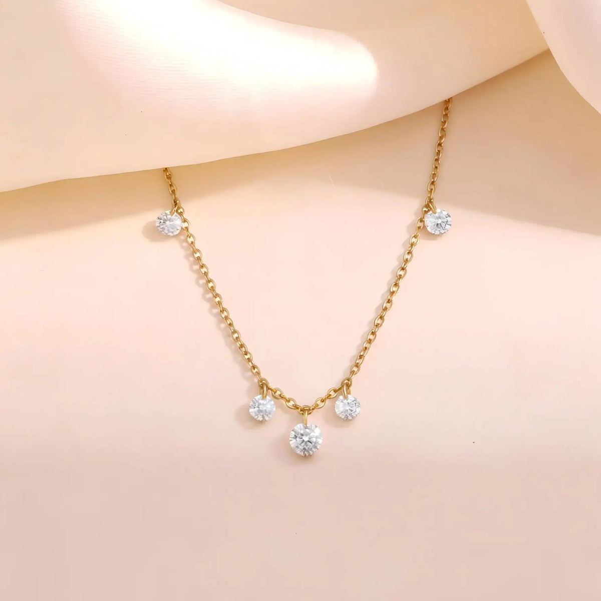 Cubic Zirconia Solitaire Pendant Necklace – 18K Gold Plated Pendant Necklace SPOT