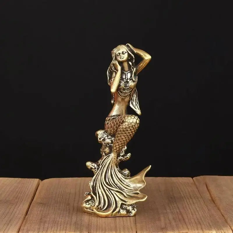 Mini Brass Mermaid Figurine Statue – Home Décor & Gift Decorative Figurine SPOT Default Title
