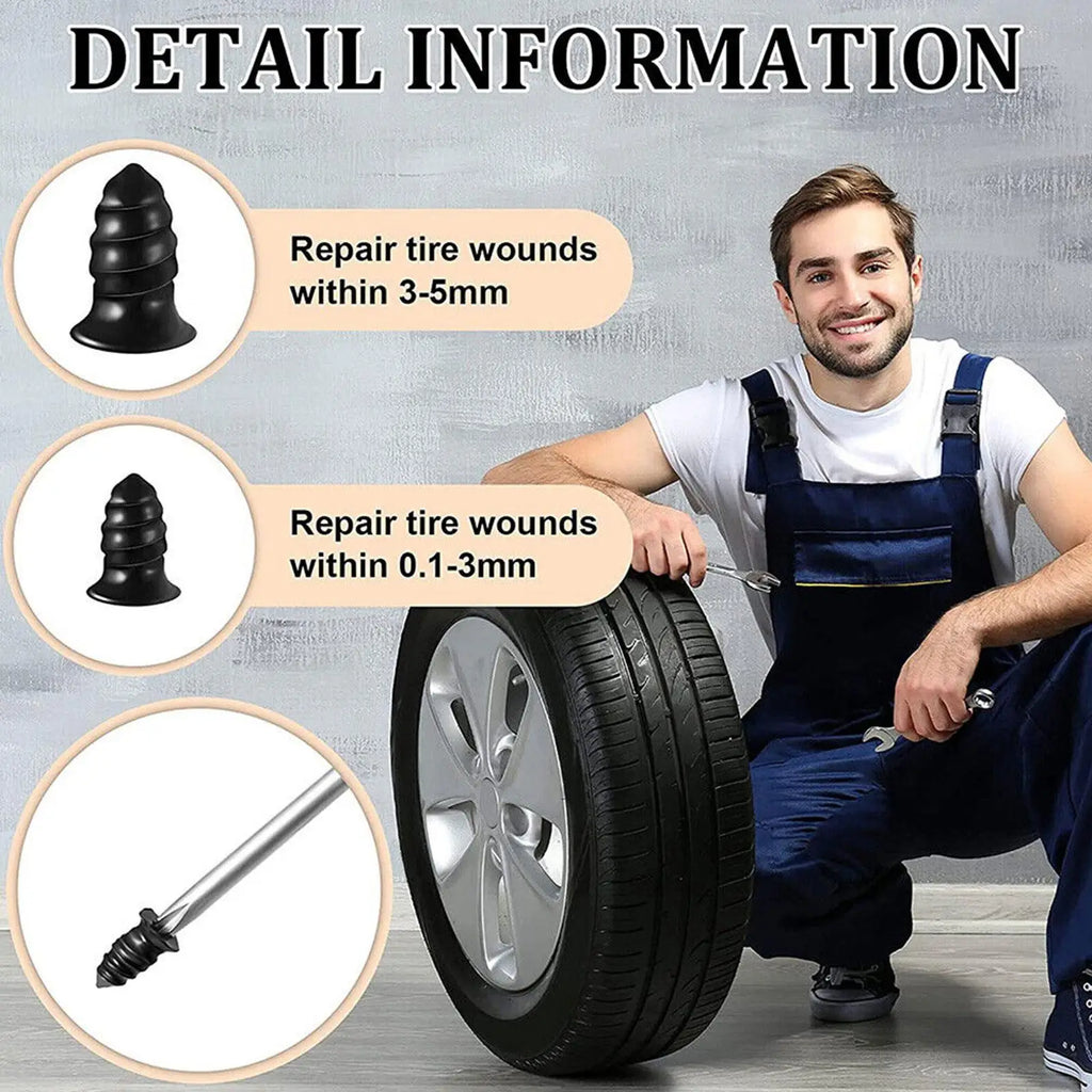32-Pc Tubeless Tire Repair Rubber Nail Kit – Car & Motorcycle Tire Repair Kit SPOT