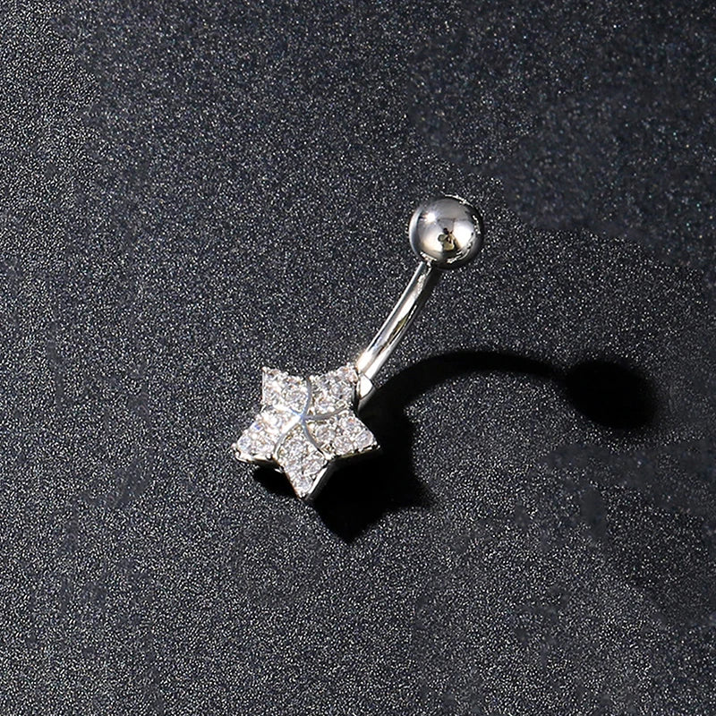 Zircon Belly Button Ring – Stainless Steel Navel Piercing Jewelry Navel Piercing Ring SPOT A10