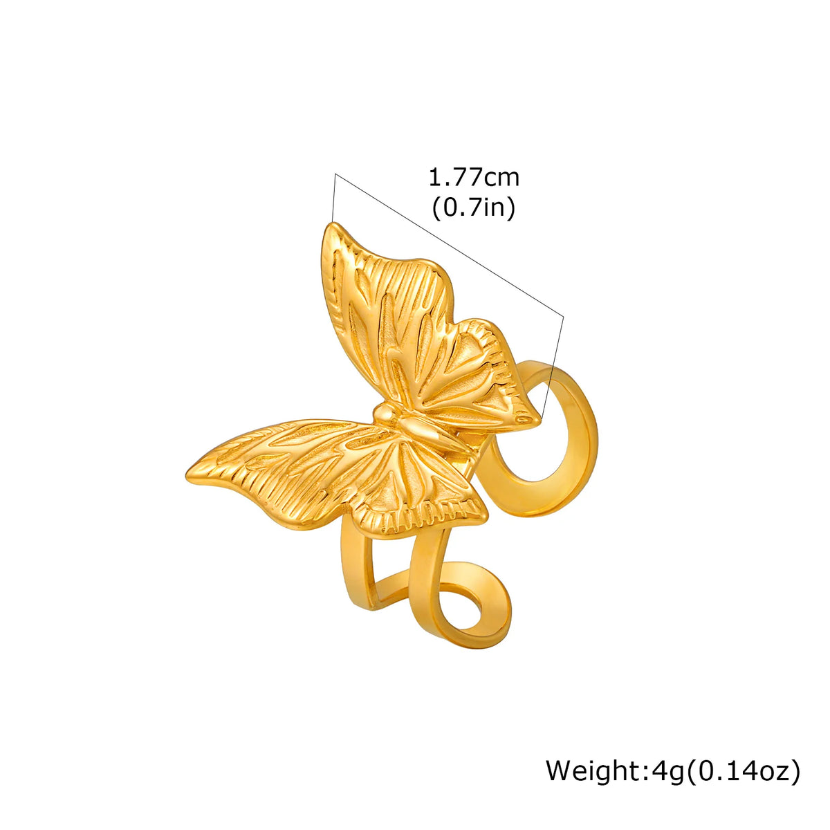 Y2K Hollow Butterfly Ring – 18K Gold Plated Adjustable Band Fashion Statement Ring SPOT RC-939G