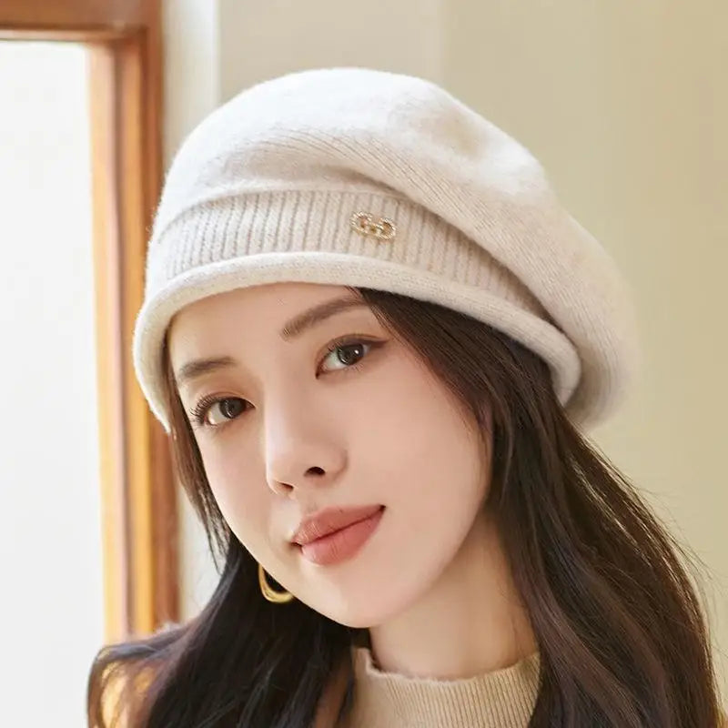 Women's Winter Knit Beret – Soft Warm Stretchy Fashion Hat Winter Knit Beret SPOT Beige