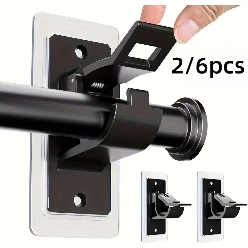 No-Drill Curtain Rod Brackets – Self-Adhesive Holders 2/6 Pack Curtain Rod Brackets SPOT