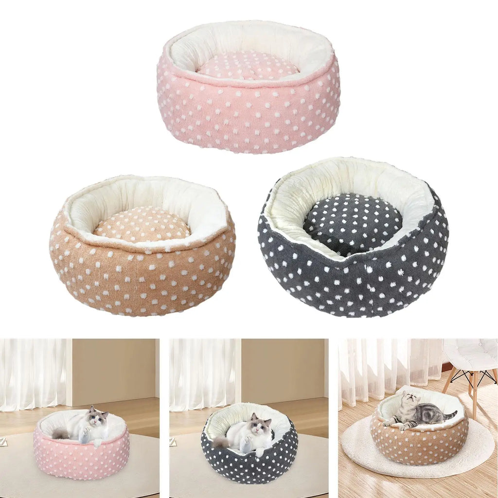 Soft Plush Round Pet Bed for Cats & Small Dogs Round Pet Bed SPOT