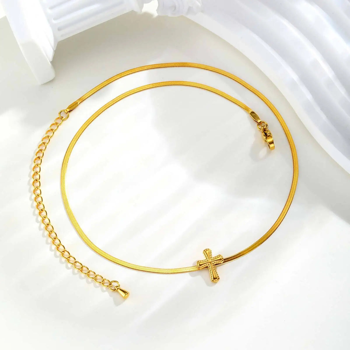 Cross Choker Snake Chain Necklace – Stainless Steel Women's Choker Necklace SPOT