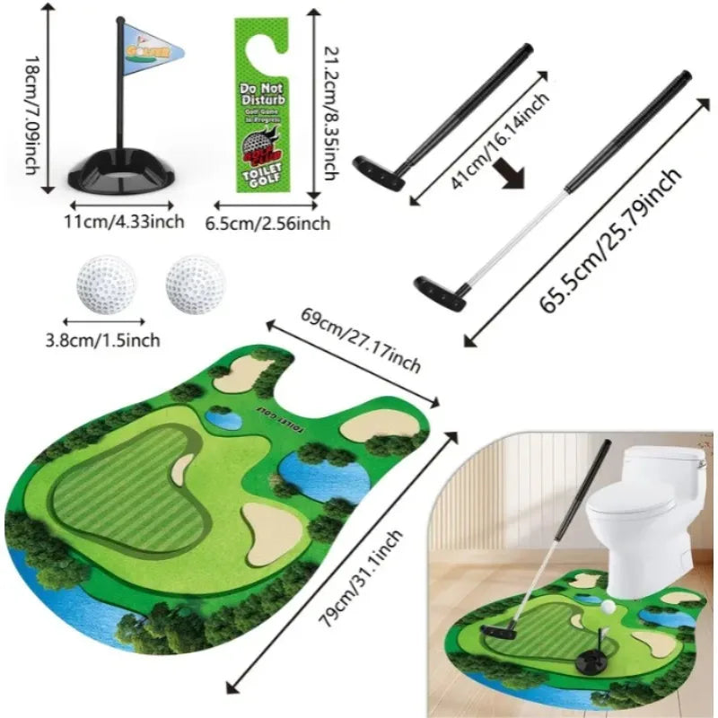 Toilet Golf Set – Funny Bathroom Putting Game Gift for Dad Novelty Golf Game SPOT green