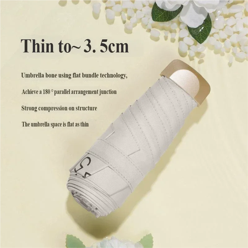 Mini 5-Fold Pocket Umbrella UPF50+ UV Sun & Rain Windproof Folding Pocket Umbrella SPOT