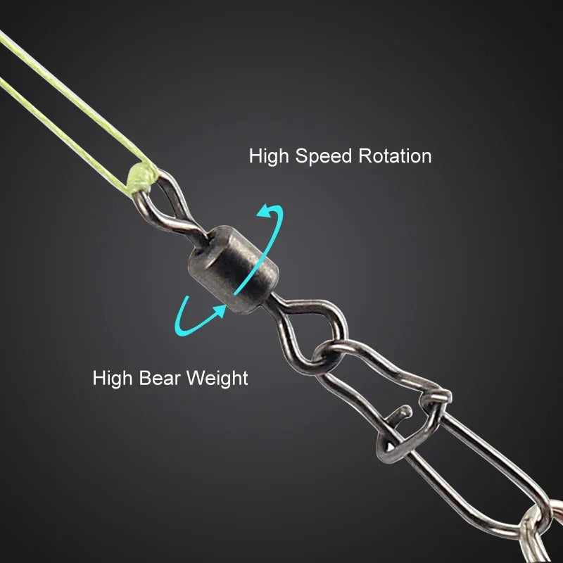 50-Pack Fishing Rolling Swivel Snap – Sizes 4# to 12# Fishing Swivel Snap SPOT