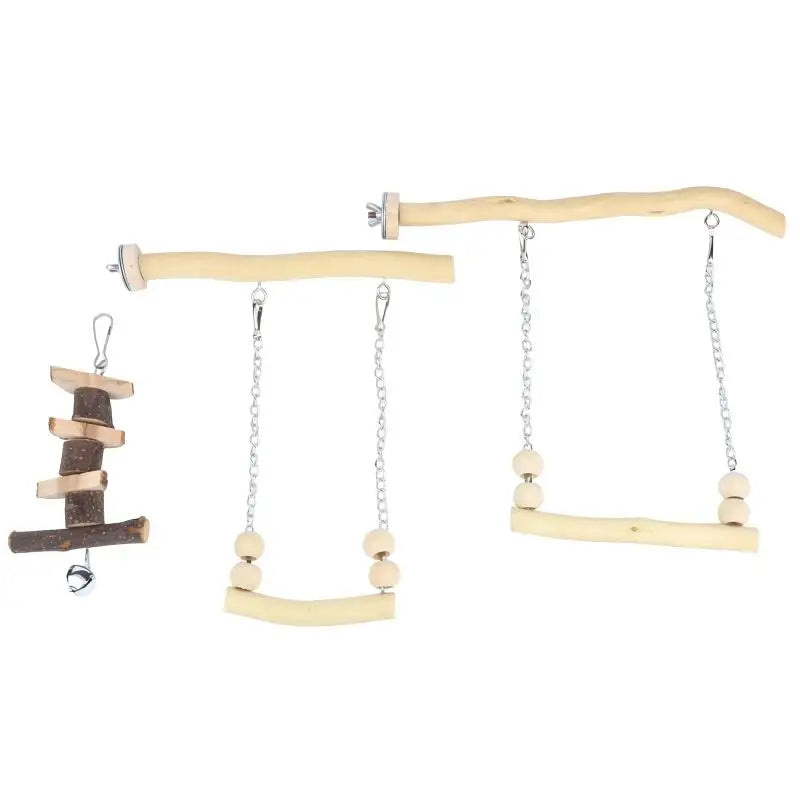 Parrot Suspension Bridge Swing Toy – Natural Wood Bird Perch Bird Swing Toy SPOT