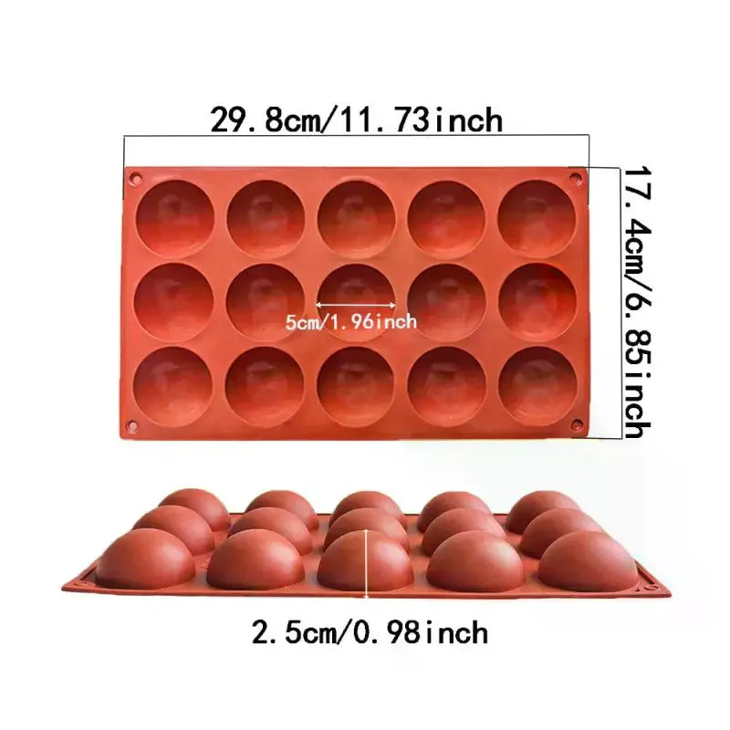 15-Cavity Half Sphere Silicone Mold – Chocolate & Mousse Baking Silicone Baking Mold SPOT
