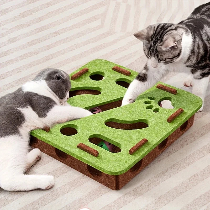 KEMORELA Cat Puzzle Maze Toy – Felt Box with Bell Ball Cat Puzzle Toy SPOT