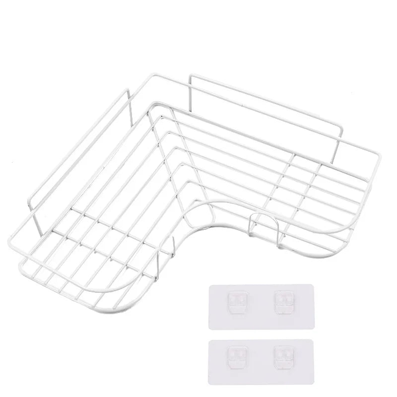 No-Drill Iron Shower Shelf – Wall Mounted Bathroom Organizer Bathroom Wall Shelf SPOT White A