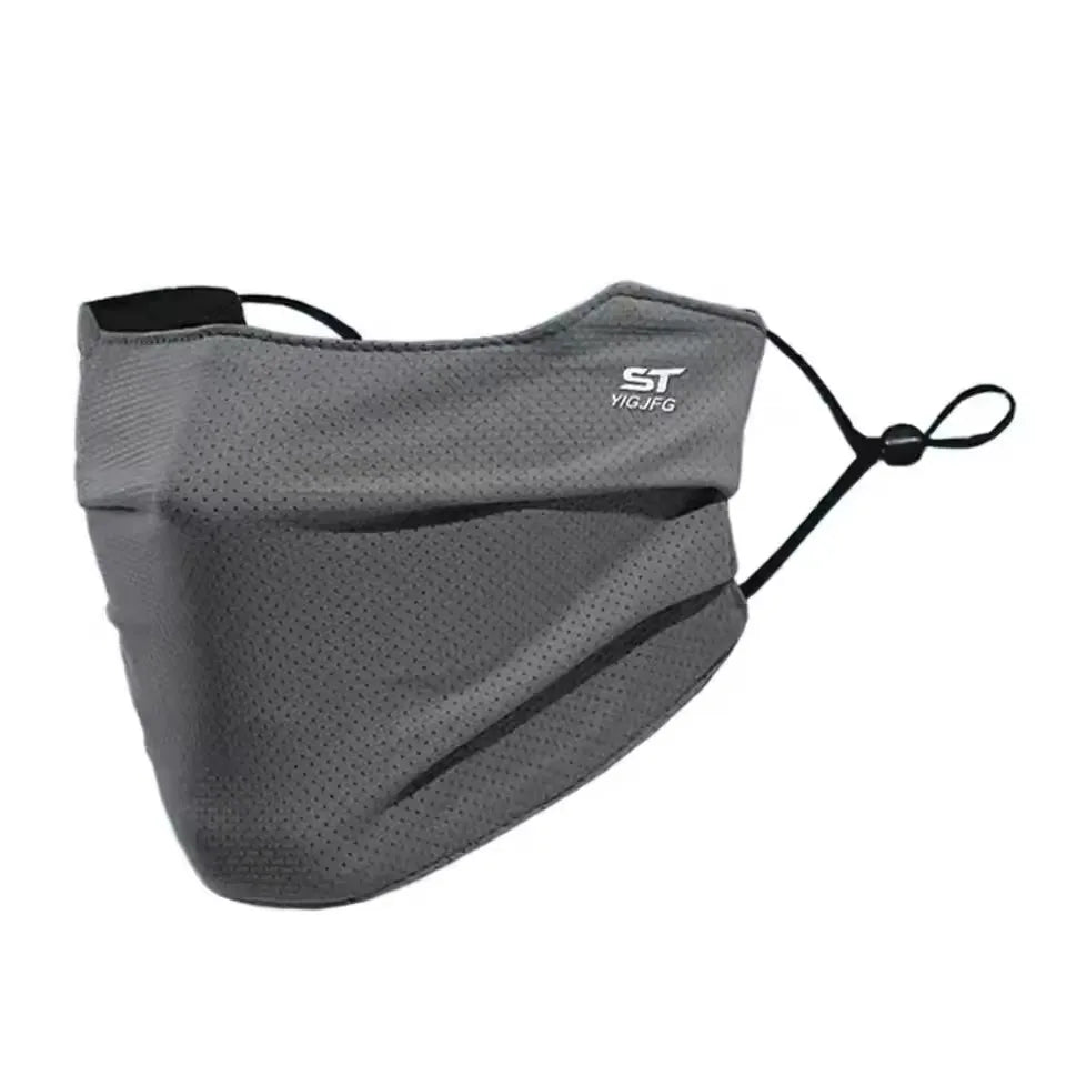 UPF 50+ Sun Face Mask – Breathable Ice Silk UV Shield Sun Protection Mask SPOT Dark Grey