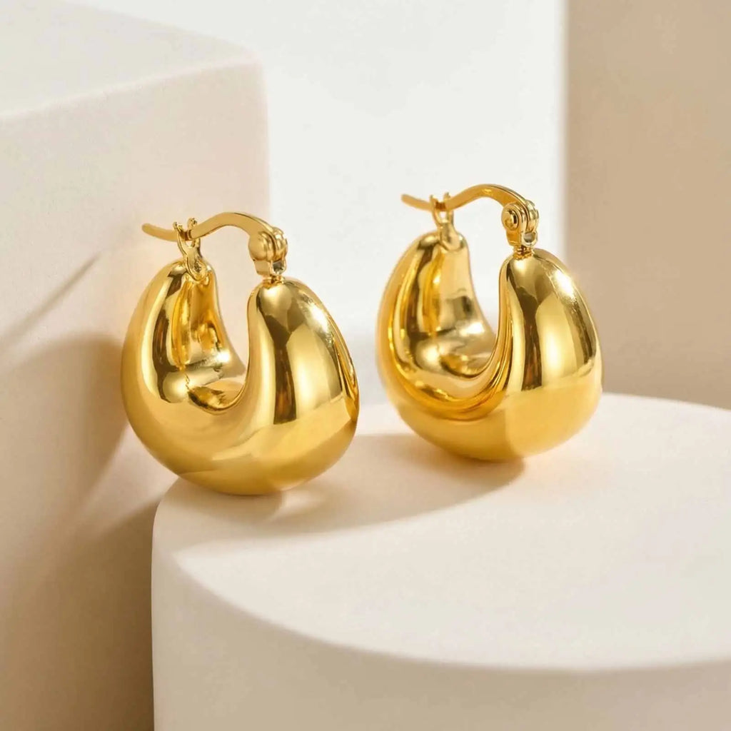 Geometric Gold Hoop Earrings – Stainless Steel, Non-Tarnish Hoop Earrings SPOT