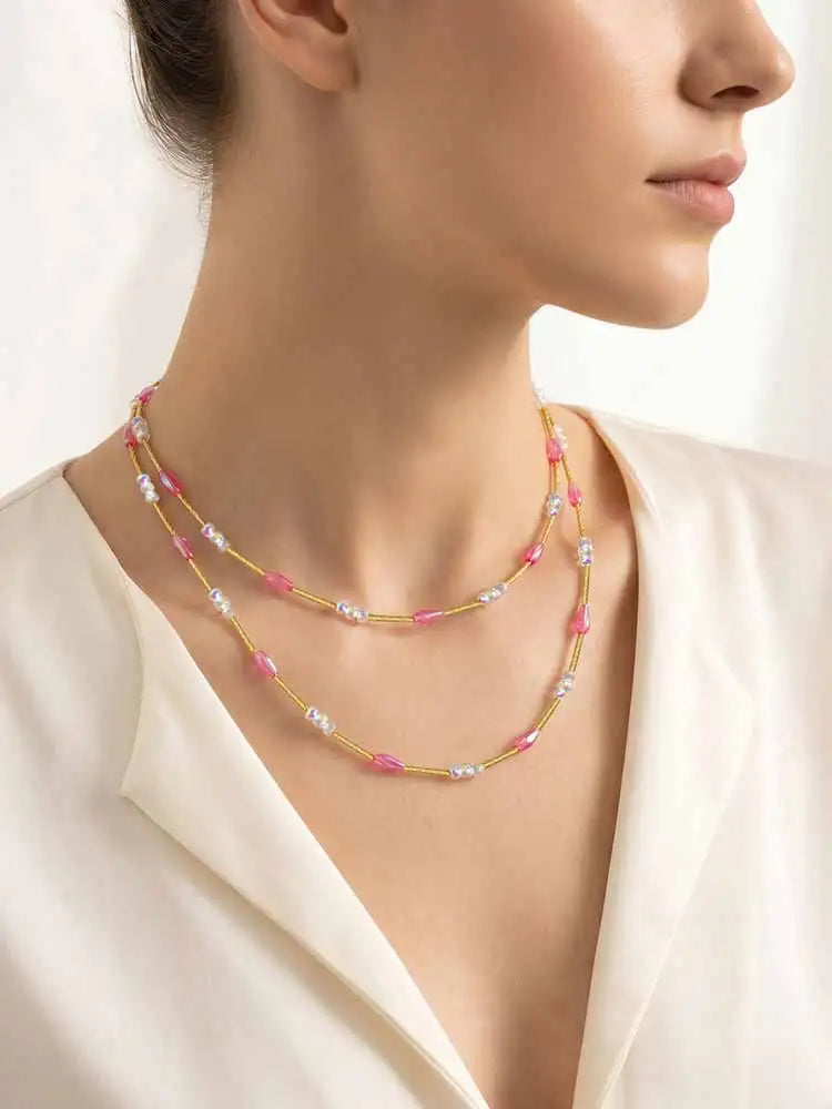 Layered Blue Crystal CZ Statement Necklace – Sweater Chain Statement Necklace SPOT PNC-193G