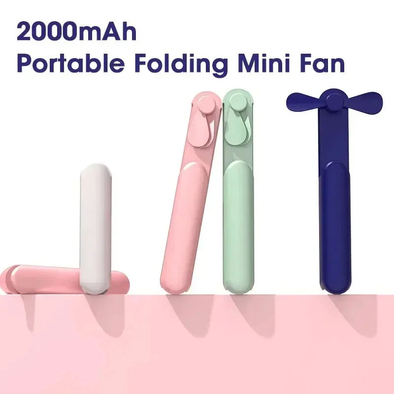 3-in-1 Foldable Mini Handheld Fan & 2000mAh Power Bank USB Portable Handheld Fan SPOT