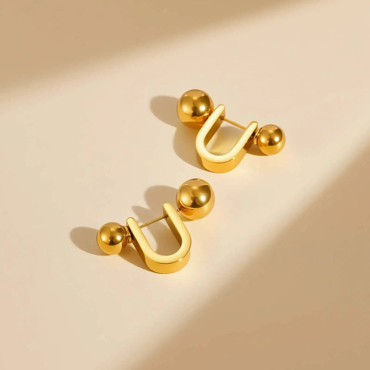 U-Shape Hoop Earrings – Minimalist Stainless Steel Ball Hoops Hoop Earrings SPOT