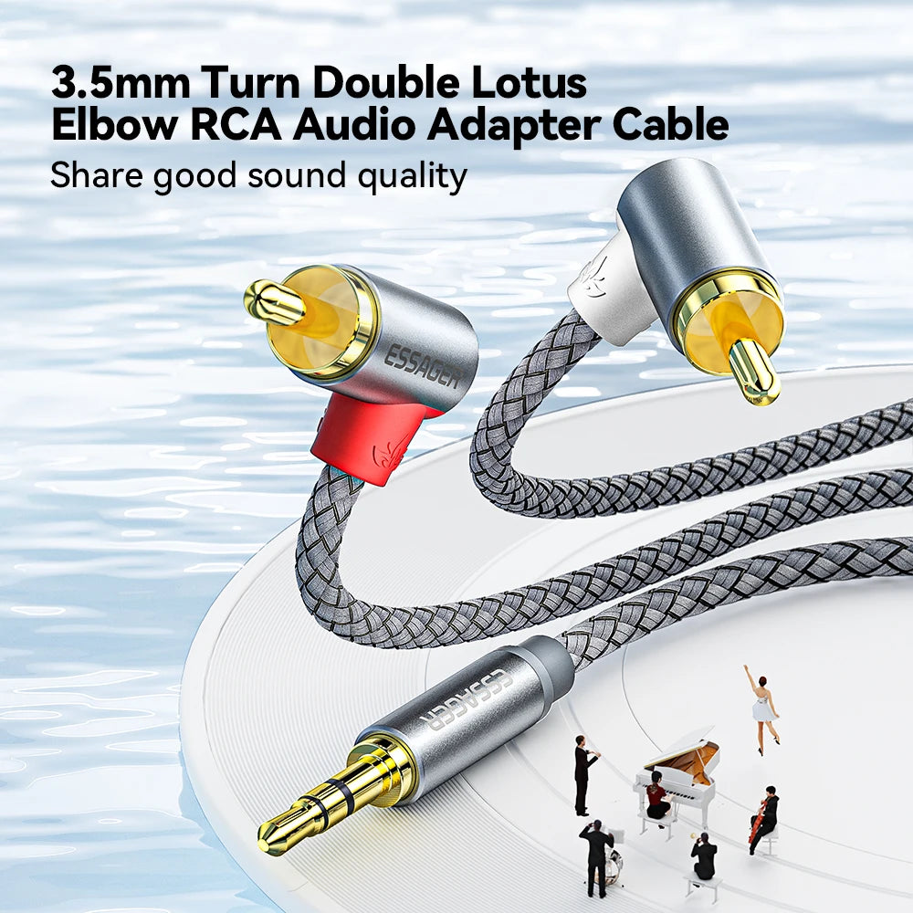 Essager 90° 3.5mm to 2RCA Splitter Audio Cable | 1–5M RCA Audio Cable SPOT
