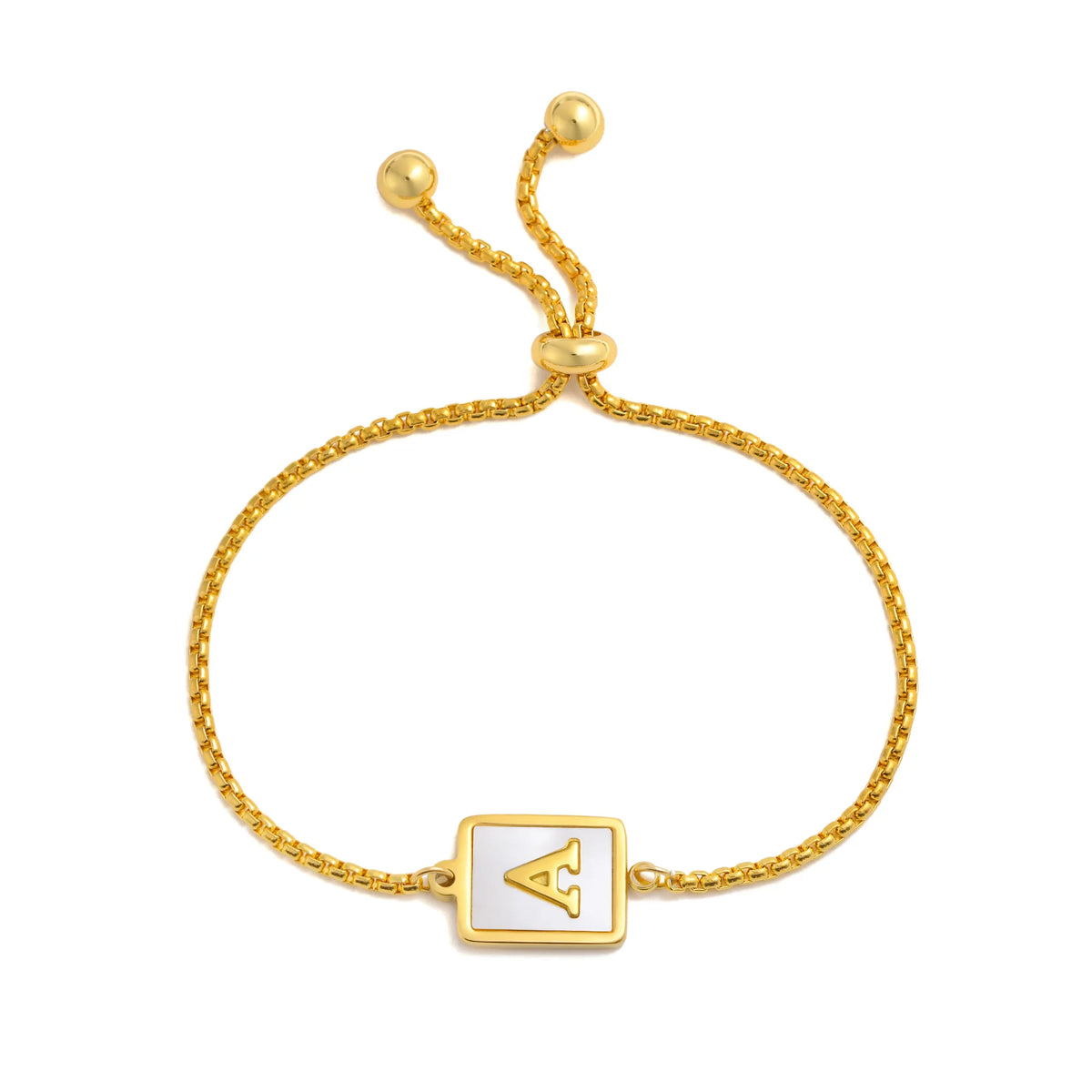Shell Initial Letter Bracelet – Adjustable Stainless Steel Initial Charm Bracelet SPOT
