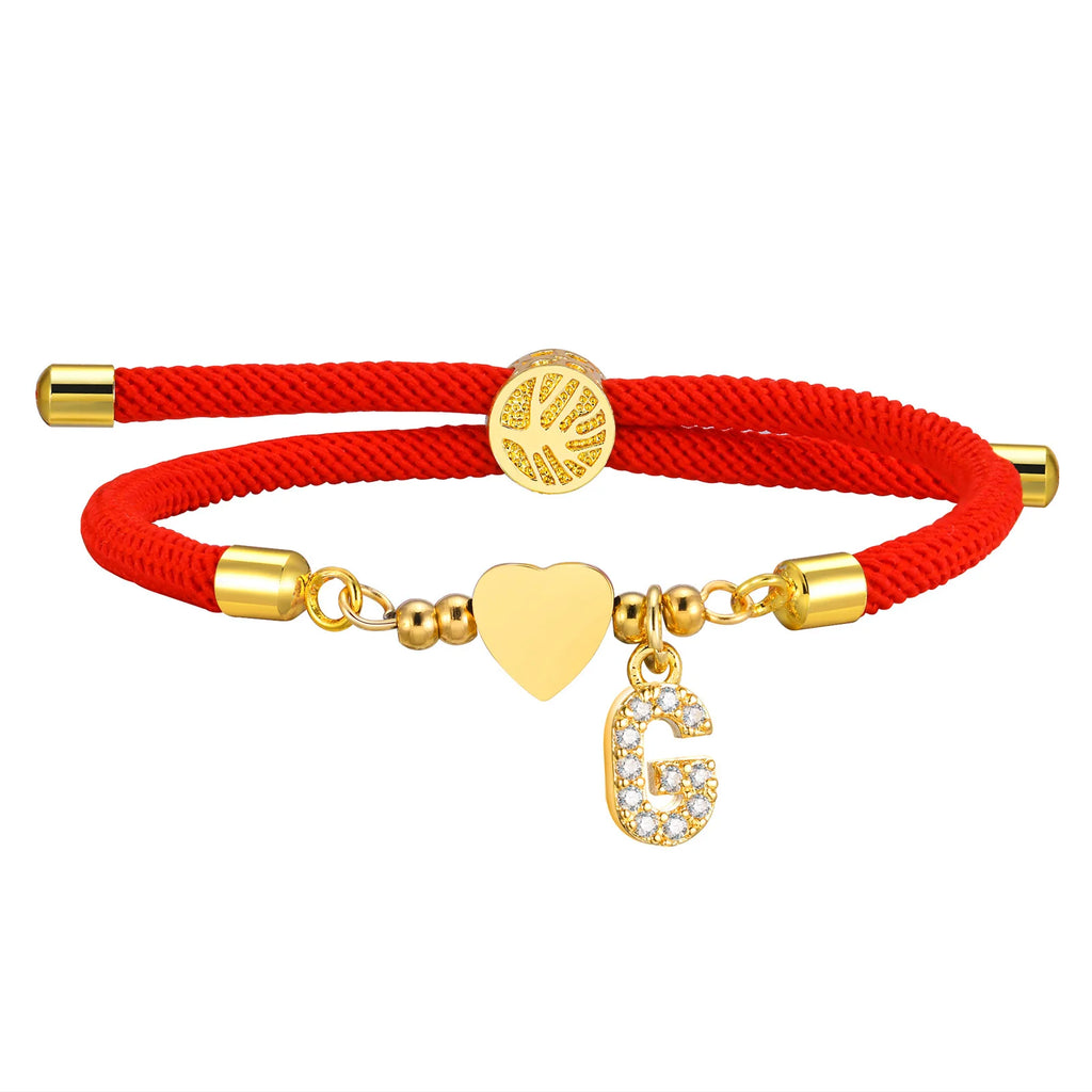 Heart Initial Bracelet Women – 18K Gold Milan Rope, A–Z Letters Charm Bracelet SPOT G