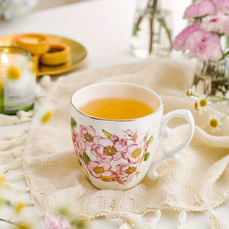 Bone China Luxury Tea Cup – Flower Handle & Gold Gilding Luxury Teacup SPOT