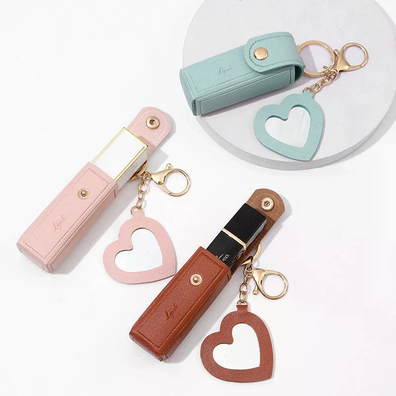 Lipstick Keychain Holder Bag with Mini Mirror – Portable Lipstick Keychain Bag SPOT