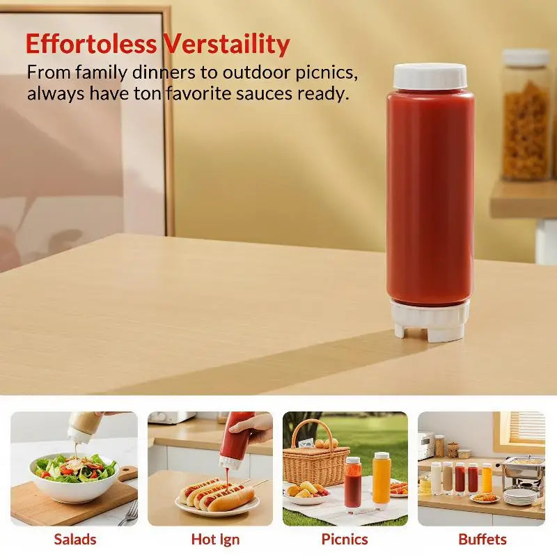 Double Nozzle Squeeze Sauce Bottle – BPA-Free Leak-Proof Condiment Squeeze Bottle SPOT