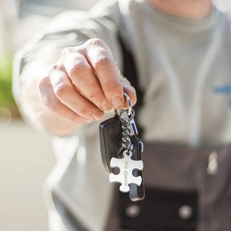 Custom Engraved Puzzle Piece Keychain Set – BFF & Family Personalized Keychain Set SPOT