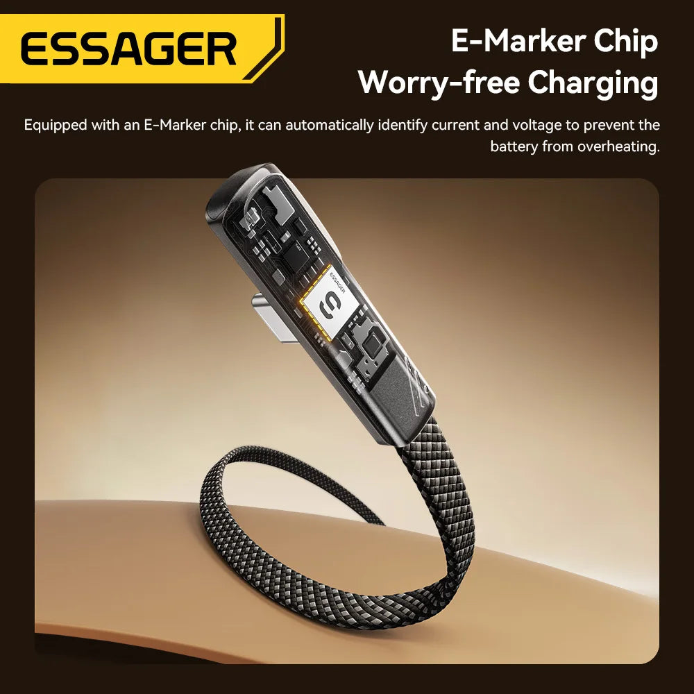 Essager 240W USB-C Elbow Fast Charging Cable | 1m/2m USB-C Charging Cable SPOT