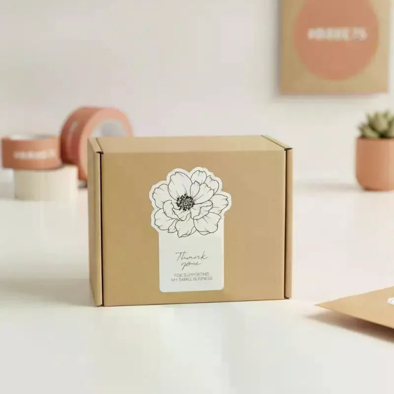 50-Pack Floral Thank You Business Stickers – Minimalist Seals Packaging Stickers SPOT