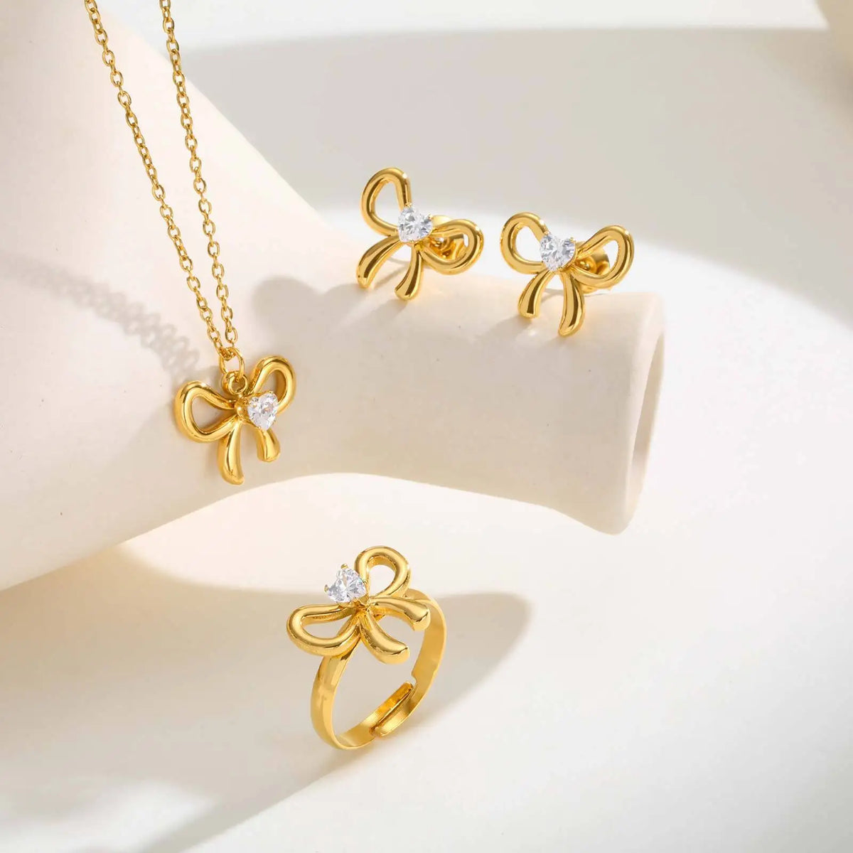 Zirconia Butterfly Bow Stud Earrings – Gold Hypoallergenic Stud Earrings SPOT