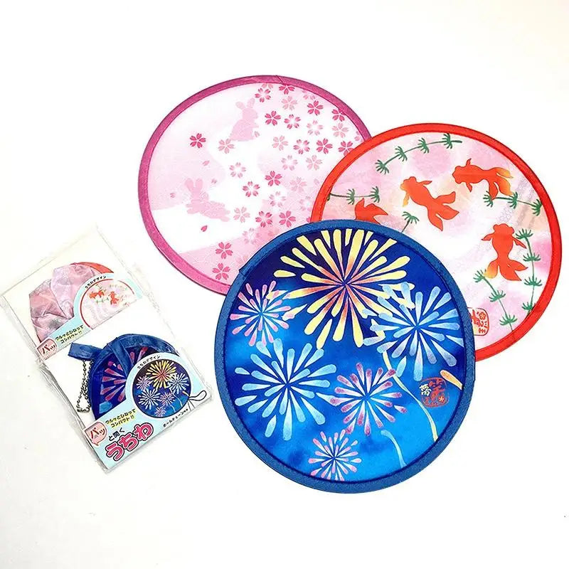 Foldable Round Hand Fan – Colorful Print & Hanging Chain Foldable Hand Fan SPOT