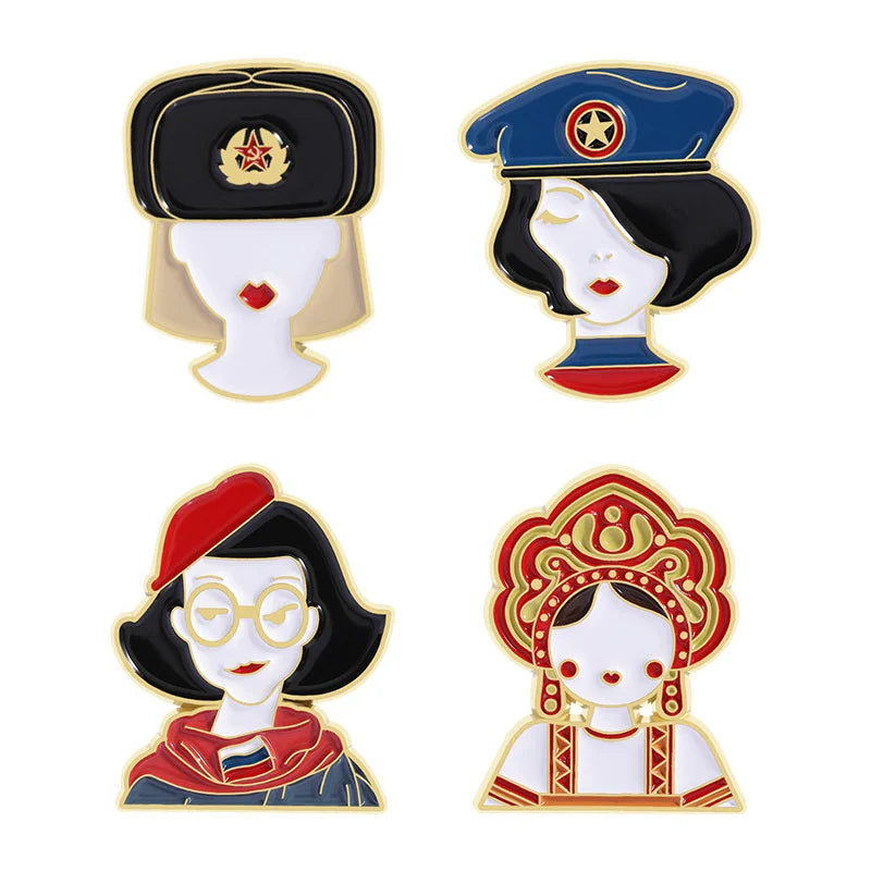 Cartoon Russian Girl Enamel Pin Brooch – Lapel Badge Gift Enamel Pin Brooch SPOT