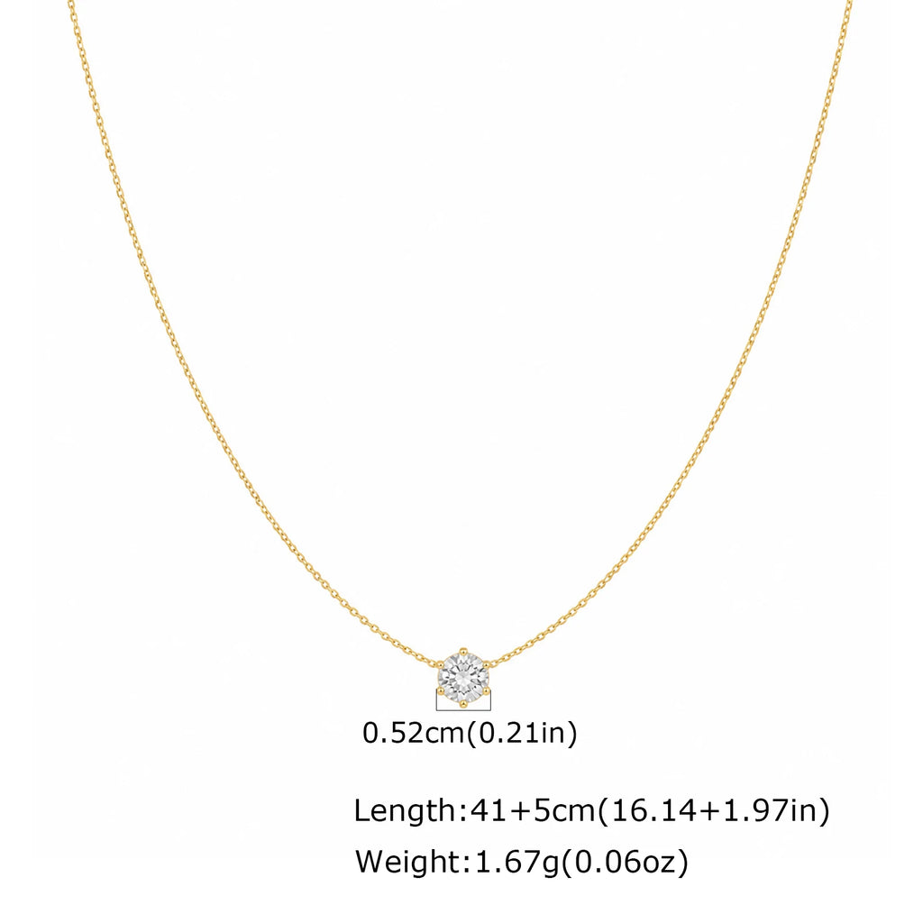 Minimalist Solitaire Zircon Choker Necklace | 18K Gold Plated Pendant Choker Necklace SPOT NC-2933G