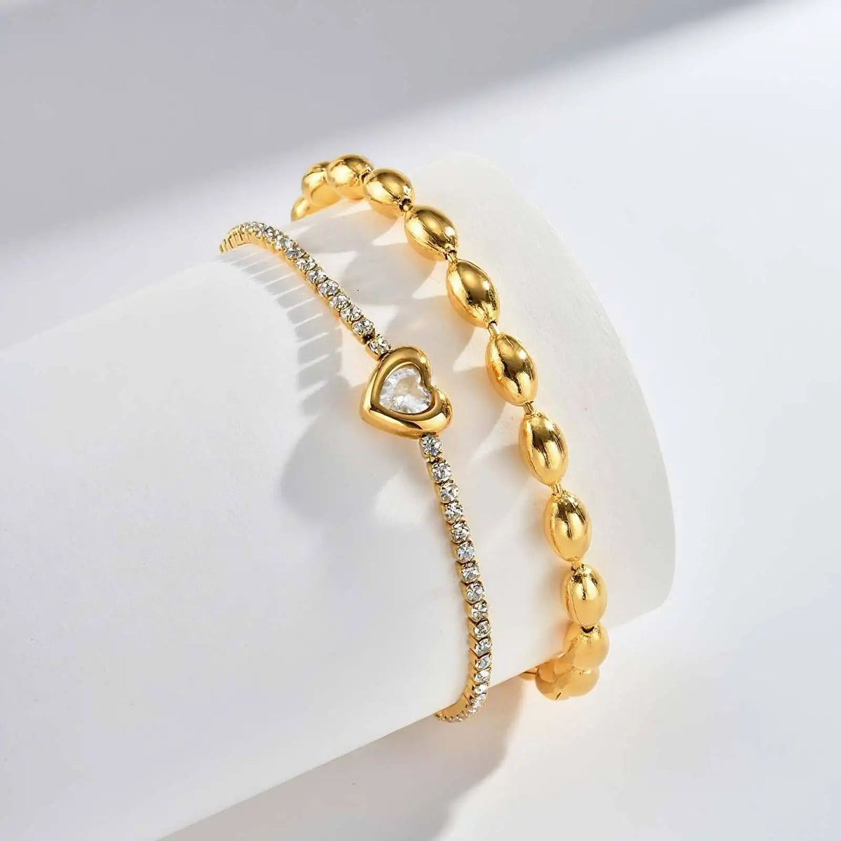Meaeguet Heart Rhinestone Beaded Layered Bracelet – Waterproof Fashion Bracelet SPOT