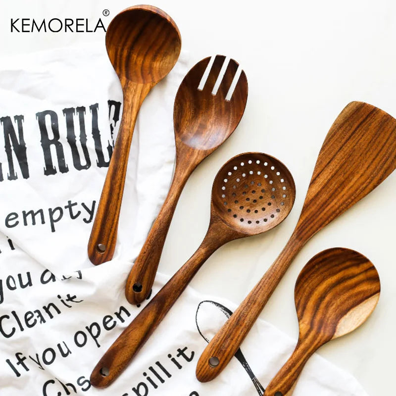 KEMORELA Teak Wood Skimmer Spoon – Nano Colander Soup Ladle Wooden Kitchen Utensil SPOT