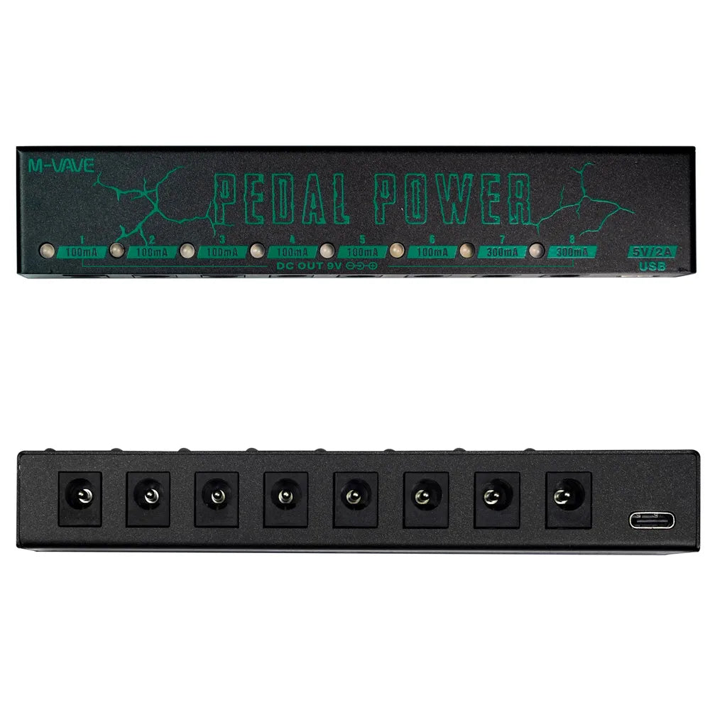 VIKEFON 8-Output Isolated Guitar Pedal Power Supply USB-C 9V Pedal Power Supply SPOT 8-way 9V USB Type-C