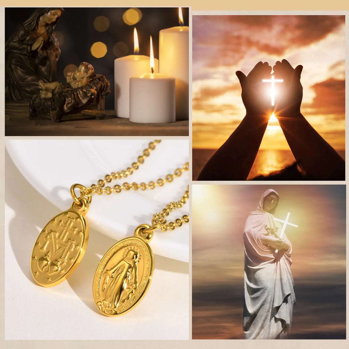 Virgin Mary Guadalupe Pendant Necklace – Gold Stainless Steel Pendant Necklace SPOT