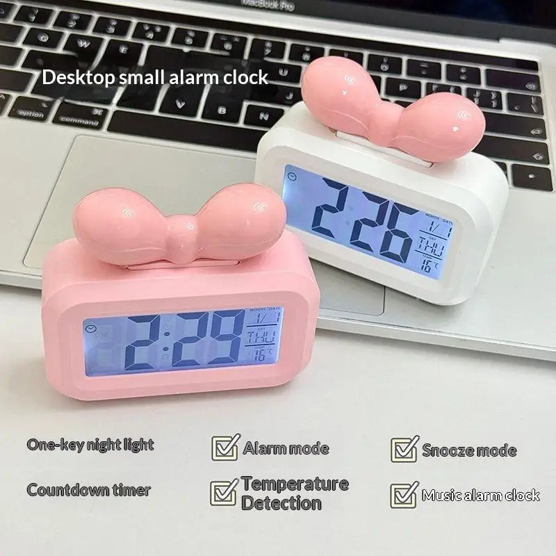 HUXUAN Bowknot LED Digital Alarm Clock – Night Light & Thermometer Digital Alarm Clock SPOT