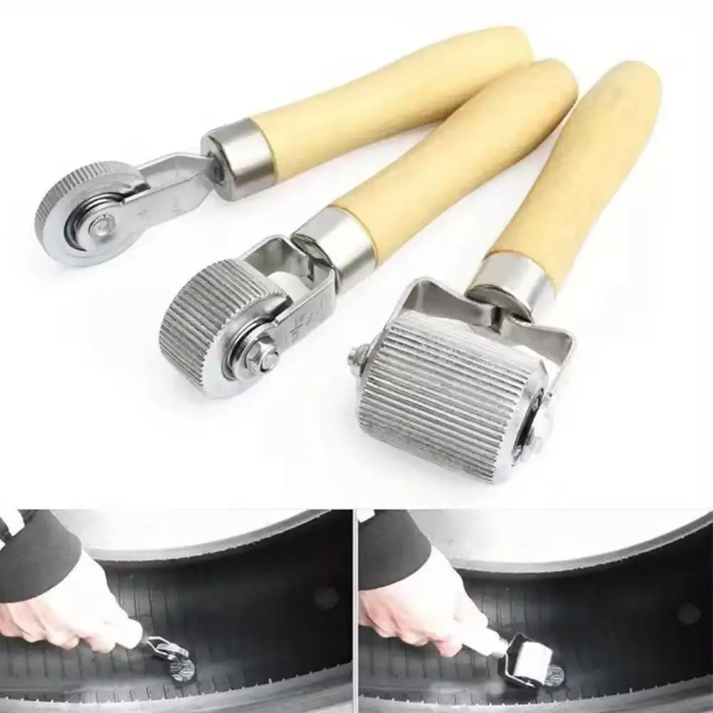 Tire Repair Patch Compaction Wheel Roller – Wooden Handle Tool Tire Repair Tool SPOT
