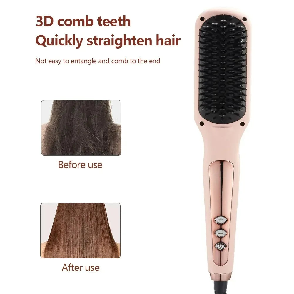 2-in-1 Electric Hair Straightening Brush – Straight & Curly Hair Straightening Brush SPOT