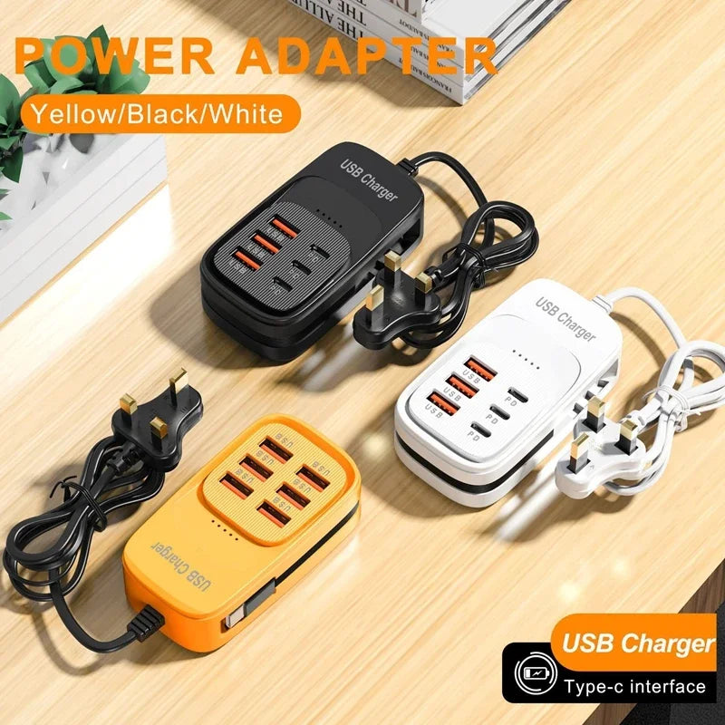 6-in-1 Desktop Charging Station | 3 USB-A & 3 PD Type-C Ports Desktop Charging Station SPOT
