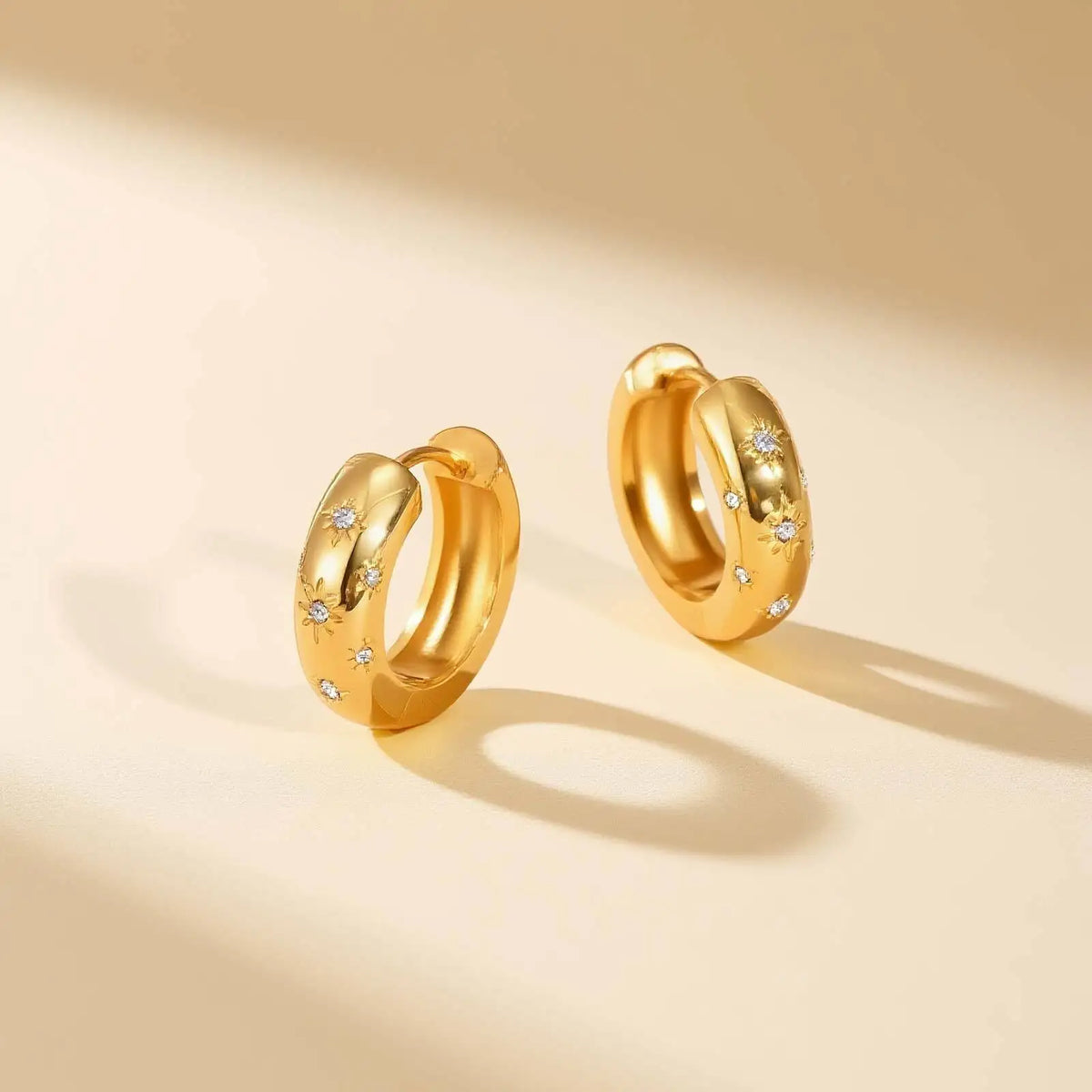 Zircon Hoop Earrings – 18K Gold Plated Stainless Steel Hoops Hoop Earrings SPOT Default Title