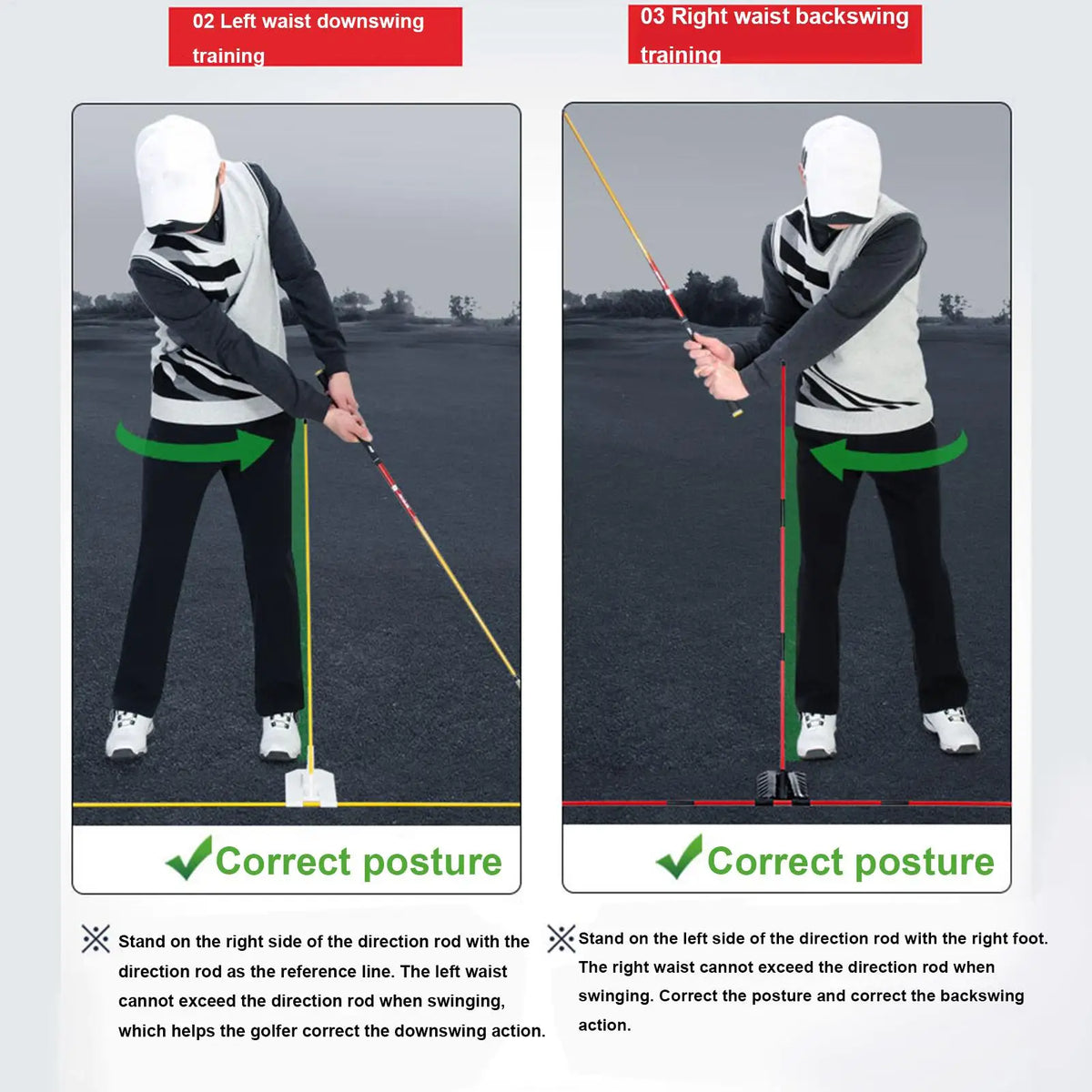 Golf Swing Trainer & Alignment Stick Holder – Swing Corrector Golf Swing Trainer SPOT
