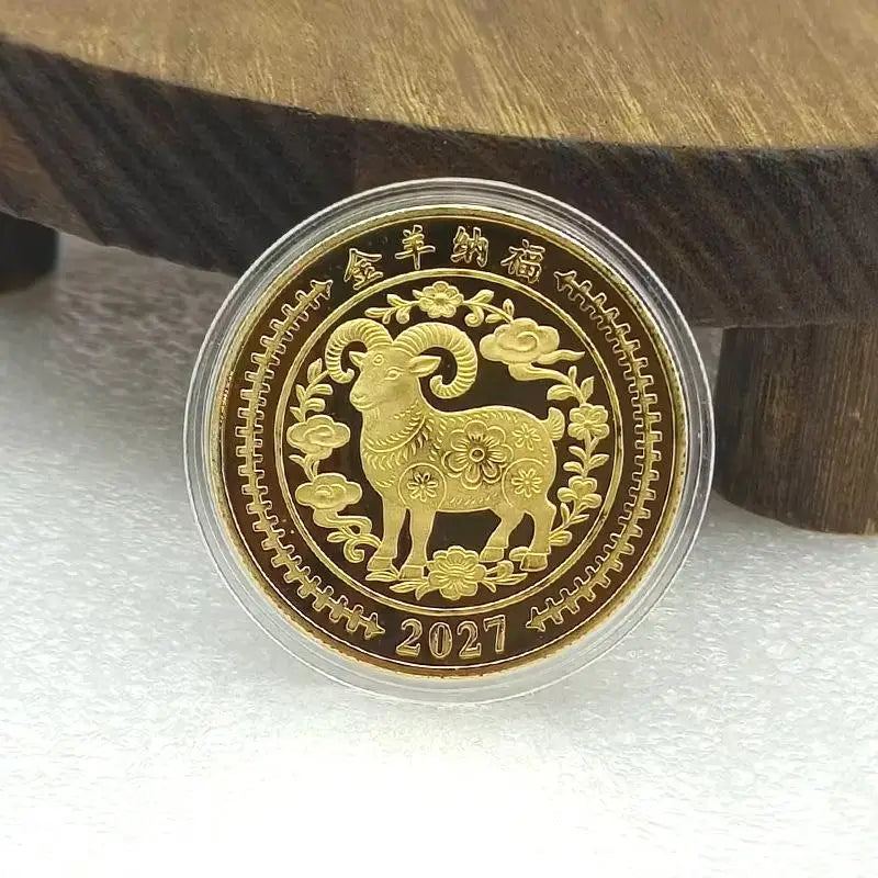 2027 Year of the Goat Gold-Plated Collectible Souvenir Coin Collectible Souvenir Coin SPOT J