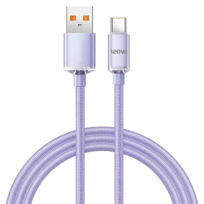 120W 6A USB-C Fast Charging Braided Cable – Multi-Device USB Charging Cable SPOT Purple 1.5m
