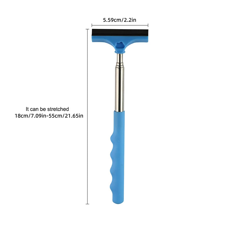 Car Rearview Mirror Wiper – Telescopic Squeegee Cleaning Rod Auto Glass Squeegee SPOT Blue