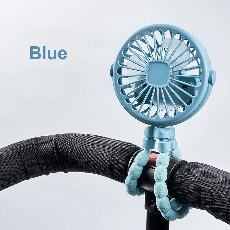 Raugee Mini Clip-On Stroller Fan – Rechargeable & 360° Flex Clip-On Portable Fan SPOT Blue